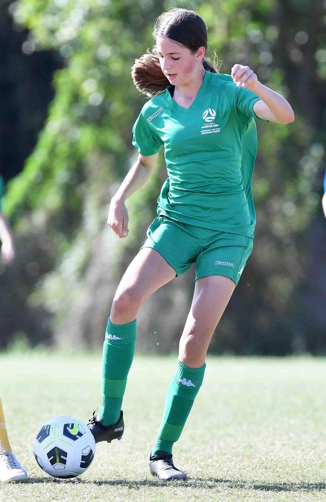 Football Queensland Community Cup carnival, Maroochydore. U13-14 girls, Sunshine Coast V Darling Downs. Picture: Patrick Woods.