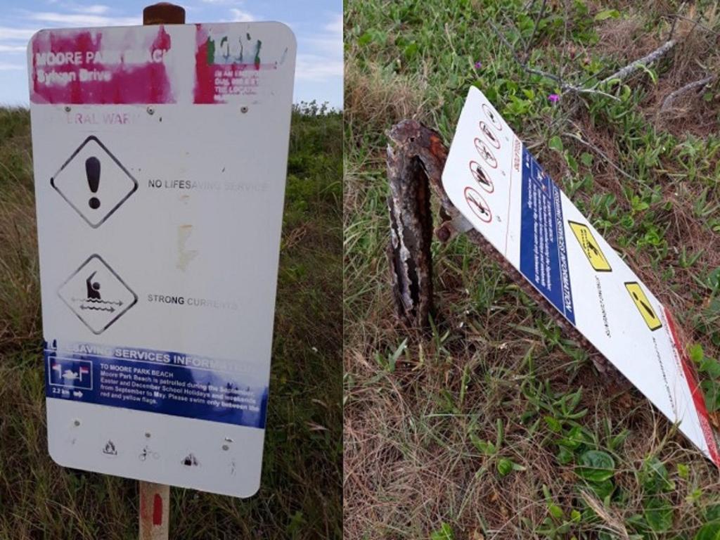 Moore Park Beach residents say damaged and faded signage contributes to the situation.