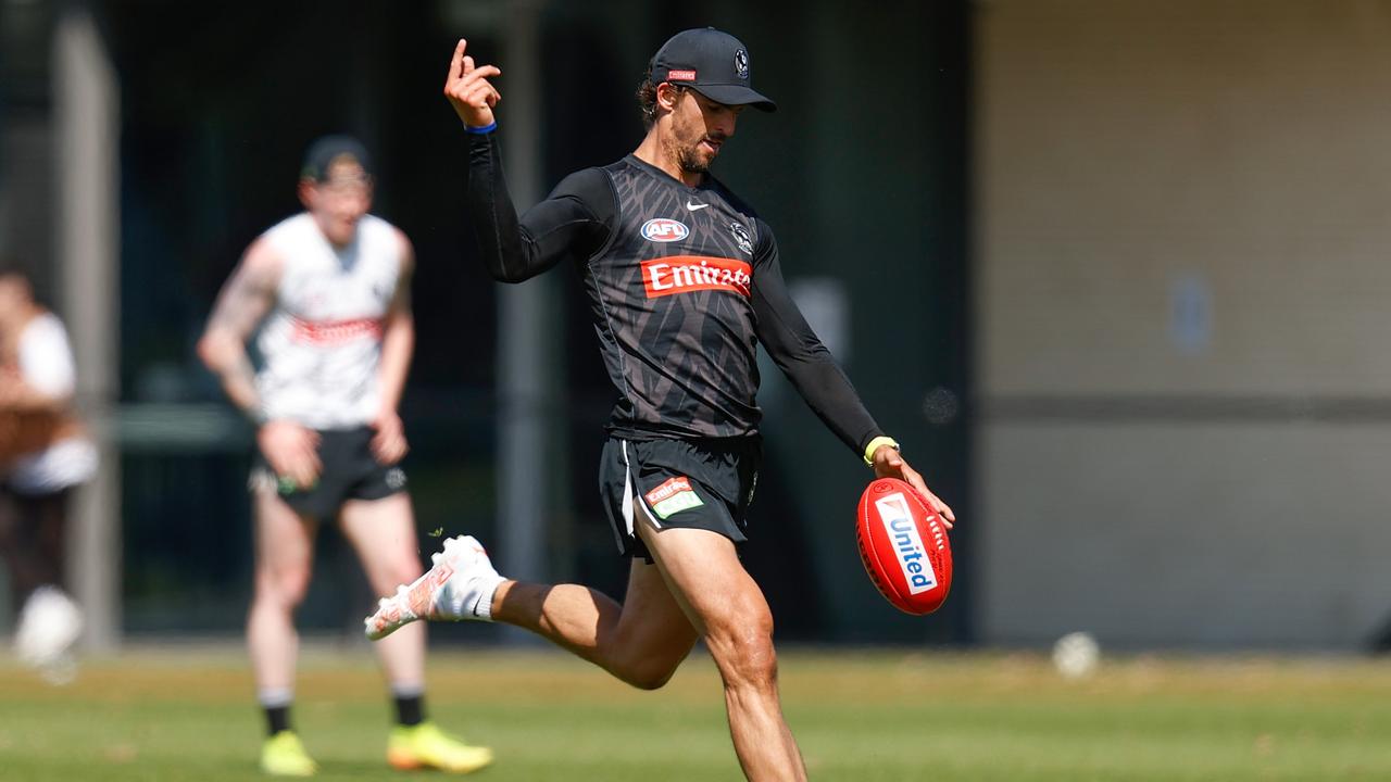 Magpies skipper Scott Pendlebury returned to pre-season training early last month. Picture: Michael Willson/AFL Photos