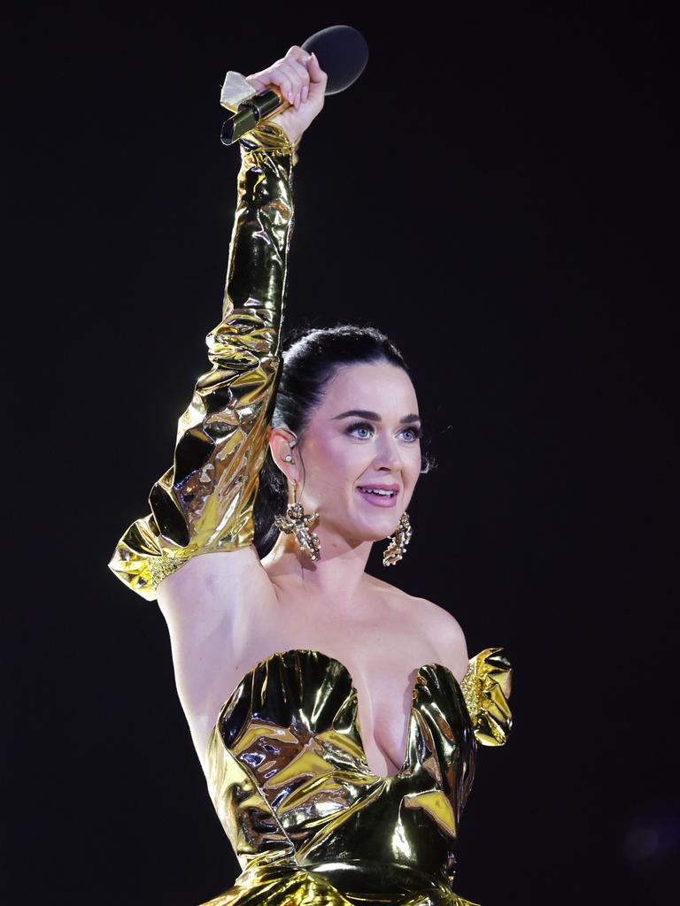 Katy Perry sang Roar on stage. Picture: Getty