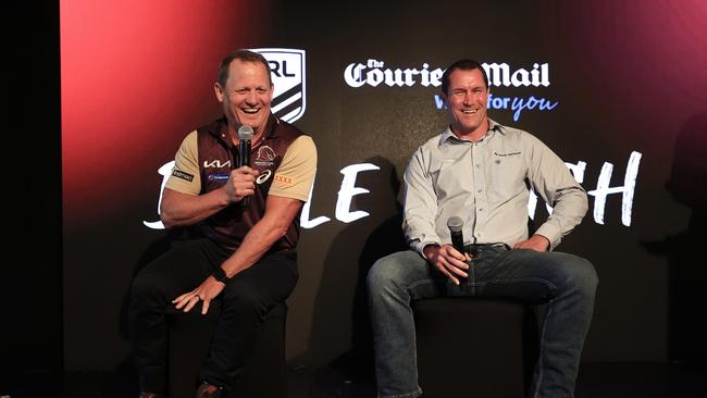 Walters and Kristian Woolf (Redcliffe assistant coach) went head-to-head at The Battle Lunch, hosted by the NRL &amp; The Courier-Mail at Gambaro Restaurant. Picture: Adam Head.