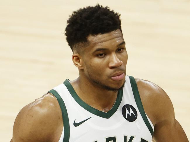 PHOENIX, ARIZONA - JULY 08: Giannis Antetokounmpo #34 of the Milwaukee Bucks reacts to a loss against the Phoenix Suns in Game Two of the NBA Finals at Phoenix Suns Arena on July 08, 2021 in Phoenix, Arizona. NOTE TO USER: User expressly acknowledges and agrees that, by downloading and or using this photograph, User is consenting to the terms and conditions of the Getty Images License Agreement. (Photo by Christian Petersen/Getty Images)