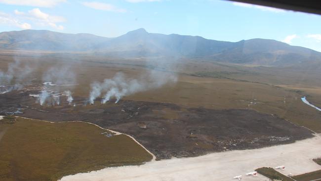 MERCURY TASMANIA, A fuel reduction burn by the Parks and Wildlife Service at Melaleuca. Credit: Parks and Wildlife