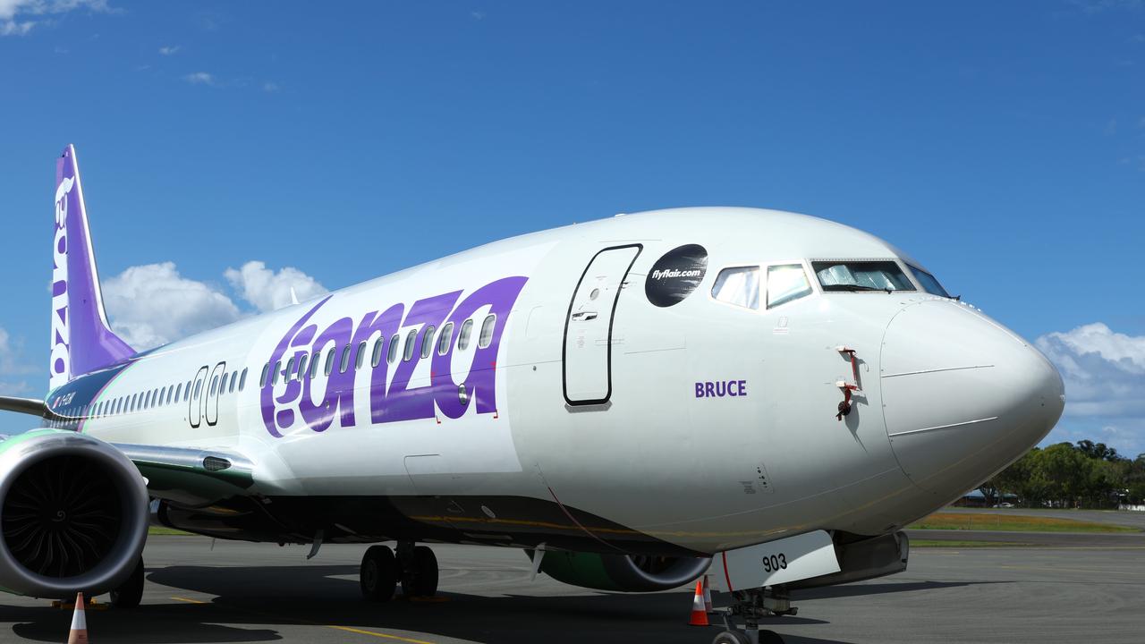 Grounded Bonza planes at Sunshine Coast airport on Tuesday morning after mass cancellations. Picture Lachie Millard