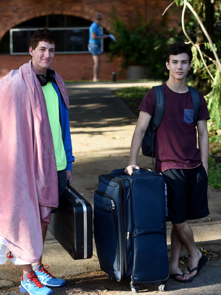 Fire at Block A in University Hall accommodation at James Cook University. Ethan Phillips and Connor D'Arcy were evacuated. Picture: Evan Morgan