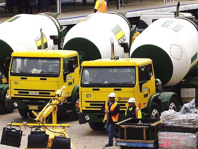 The work continues with massed cement trucks at Chatswood station 23/5/06 Picture: Paul Melville