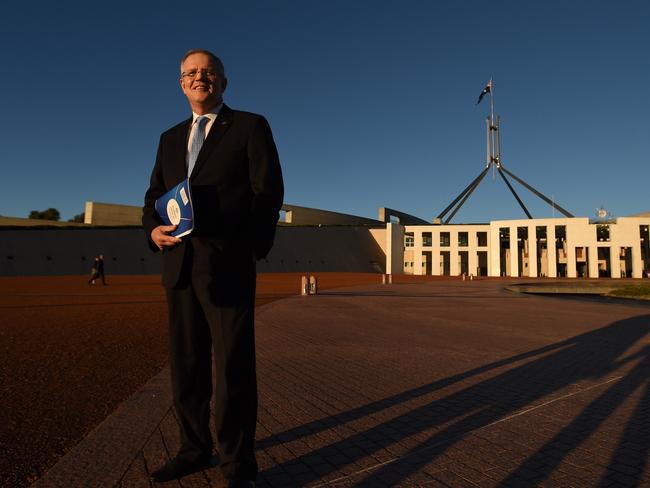 Federal Treasurer Scott Morrison outside Parliament House today. Picture: AAP Image/Sam Mooy