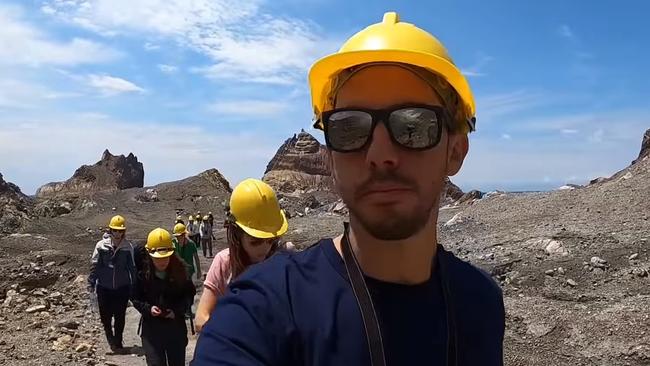 Footage posted on YouTube and taken by Brazilian tourist Allessandro Kauffmann shows the White Island volcano just before it erupted.