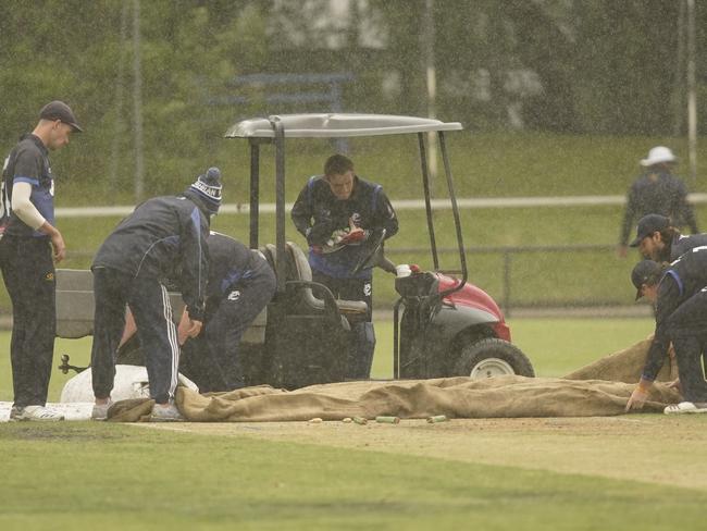 Premier Cricket: Prahran v Fitzroy-Doncaster. Rain interrupts the game. Picture: Valeriu Campan