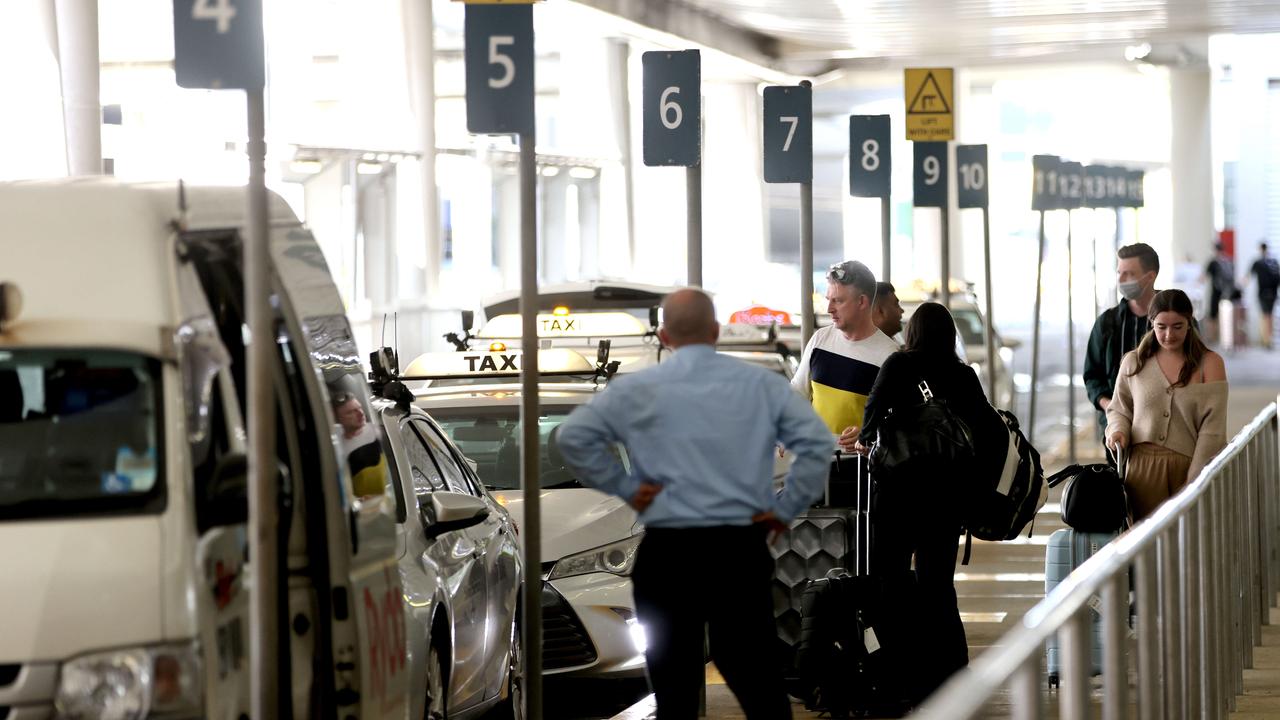 The taxi rank at Sydney’s domestic airport. Picture: Damian Shaw