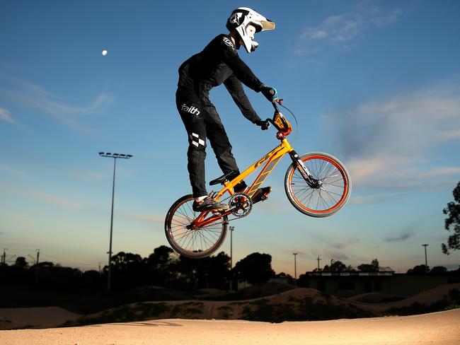 Local Sports Star Nominee James Paterson, 15, who has qualified for the BMX World Championships. James is pictured at the BMX track in St Marys.