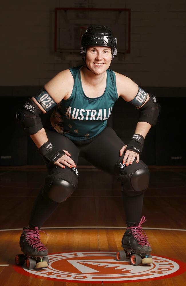 Emily Reid has been named in the Australian World Roller Derby team to compete later this year in Europe. Picture: Nikki Davis-Jones