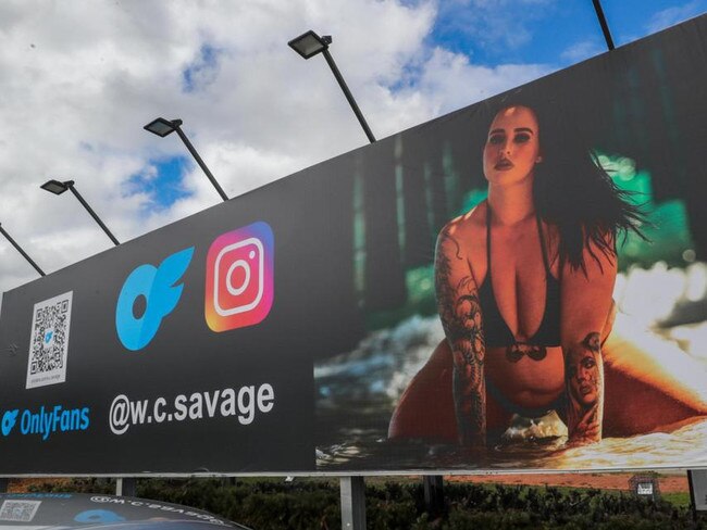 Onlyfans star Savannah commissioned a billboard ad promoting her channel in the suburb of Osborne, Perth. Picture: 7NEWS