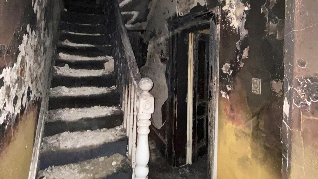 The blackened entrance to the home. Picture: FRNSW via NCA NewsWire