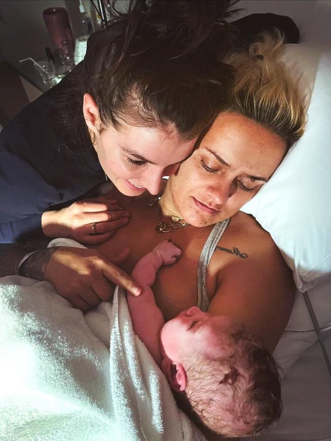 Moana Hope and Isabella Carlstrom with their son Ahi Joseph Carlstrom Picture: Supplied