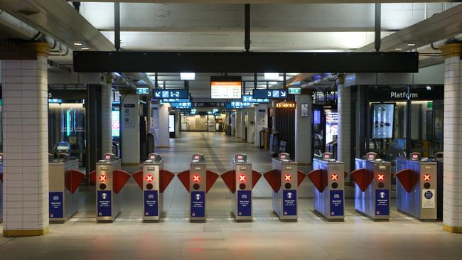 View of the entrance to Town Hall Station in the QVB during the rail shutdown. Picture: NCA Newswire / Gaye Gerard