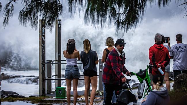 Huge swells off Snapper Rocks. Picture: Nigel Hallett