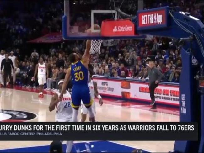 Curry dunks for first time in six years