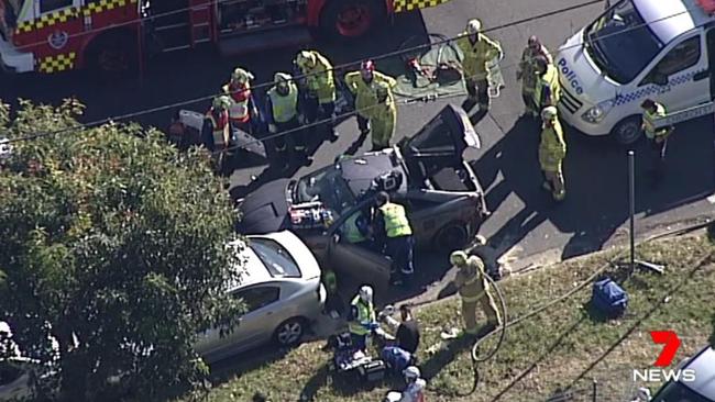 One man died and three others were injured in a motor vehicle accident in Cabramatta. Source: Seven News