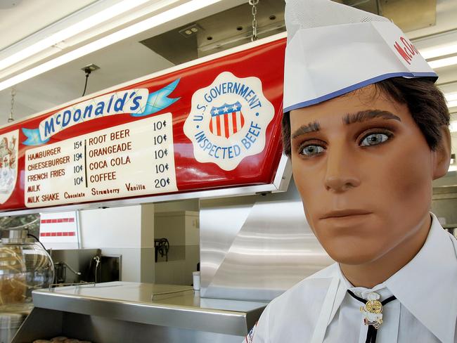 A mannequin dressed in the 1955 McDonald’s uniform at the First Store Museum in Des Plaines, Illinois — actually the ninth.