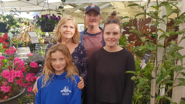 Karkoo Nursery owners Peter and Jane Rowat with daughters Isla and Imogen. Picture: Colin James