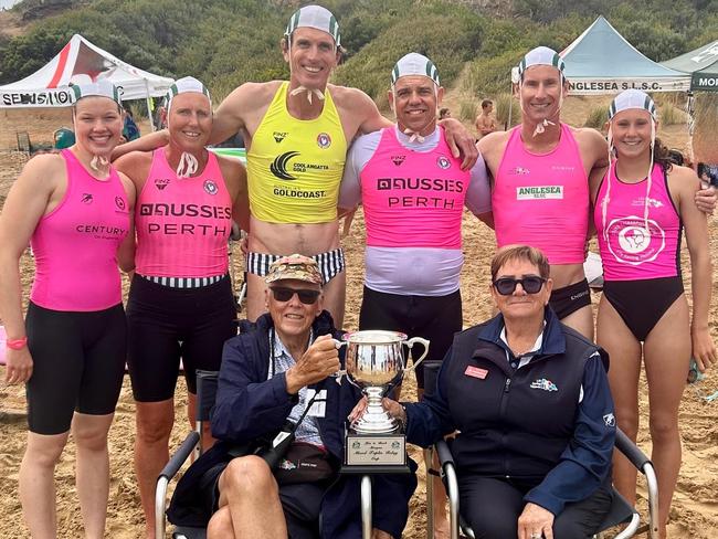 Anglesea's mixed taplin team with Jim and Barb Morgan. Picture: Anglesea SLSC