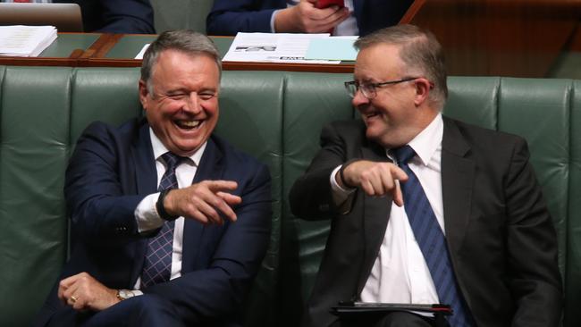 Joel Fitzgibbon and Anthony Albanese during Question Timein 2017. Picture: Kym Smith