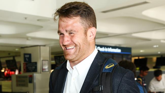 James Horwill as The Wallabies depart Sydney Airport for the 2nd Bledisloe Cup game against New Zealand in Auckland. pic Mark Evans