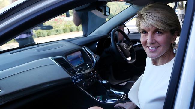 Julie Bishop leaves Parliament House yesterday after announcing the end of her political career. Picture: Kym Smith