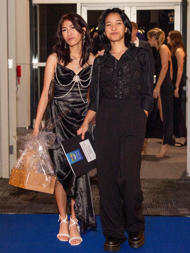 Keisha Metica and Gail De Jesus at the Year 12 School formals of Darwin High School at Darwin Convention Centre, Darwin. Picture: Pema Tamang Pakhrin.