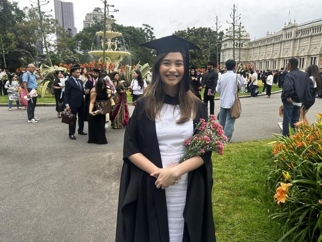 Lauren Murrant graduates with a Masters of Urban Planning at the University of Melbourne's Faculty of Architecture, Building and Planning graduation ceremony at the Royal Exhibition Building on December 6, 2024. Picture: Harvey Constable