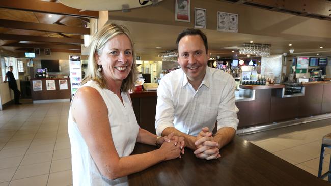 LNP candidate Angie Bell who won preselection for the seat of Moncrieff at the next election, with outgoing member Steven Ciobo. Pic Mike Batterham