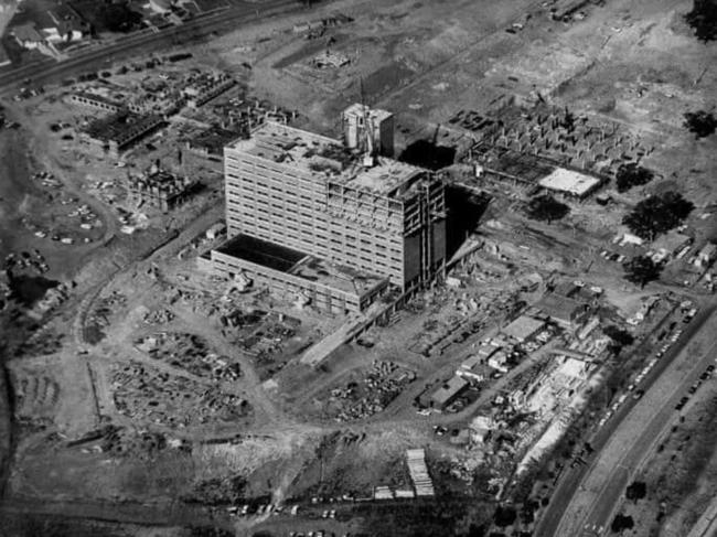 Various stages of Woden Valley Hospital, now Canberra Hospital under construction between 1969 and 1973.