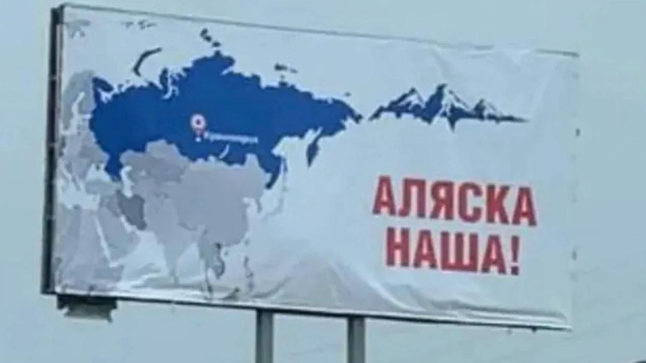 Following the politicians’ statements, billboards declaring ‘Alaska is Ours!’ sprung up in the Russian city of Krasnoyarsk. Picture: Reddit