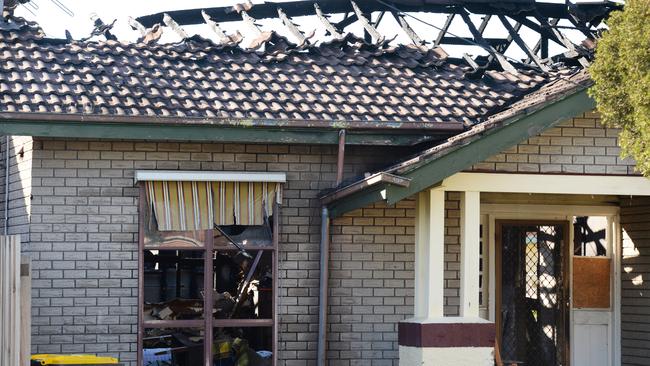 A house damaged by fire overnight. Picture: Andrew Henshaw