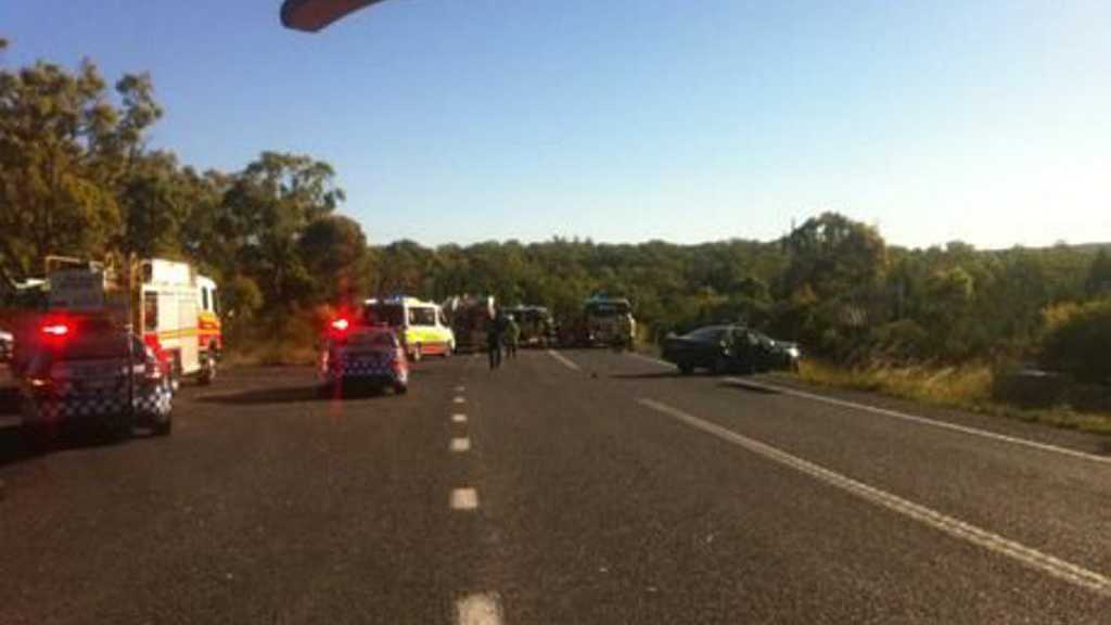 The scene of the fatal crash on the New England Highway, which claimed the life of a Tenterfield mother. RACQ Careflight Rescue. Picture: contributed