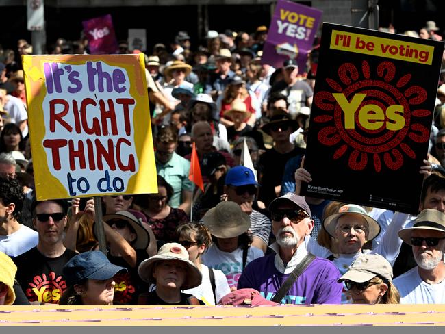 An estimated 200,000 people turned out for ‘Walk for Yes’ rallies. Picture: William West/AFP