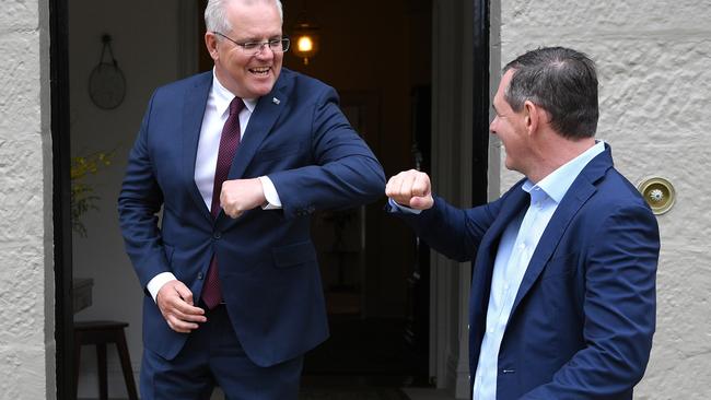 Prime Minister Scott Morrison and Northern Territory chief minister Michael Gunner will discuss the situation in India on Thursday. Picture: AAP Image/Dan Himbrechts via NCA NewsWire