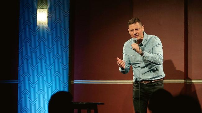 Watts performing stand-up in January.