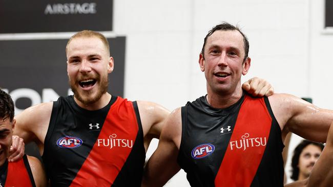 Former North Melbourne duo Todd Goldstein and Ben McKay made the right call moving to Essendon, coach Alastair Clarkson says. Picture: Dylan Burns / Getty Images