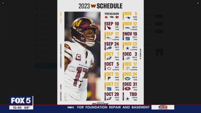 Schedule  Washington Commanders 