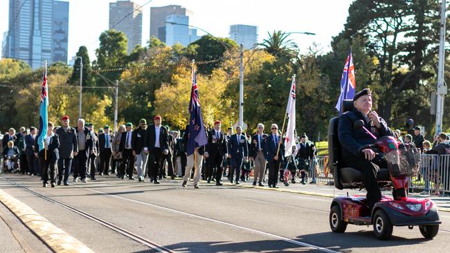 The Anzac Day march made a return after being cancelled in 2020. Picture: Asanka Ratnayake/Getty Images