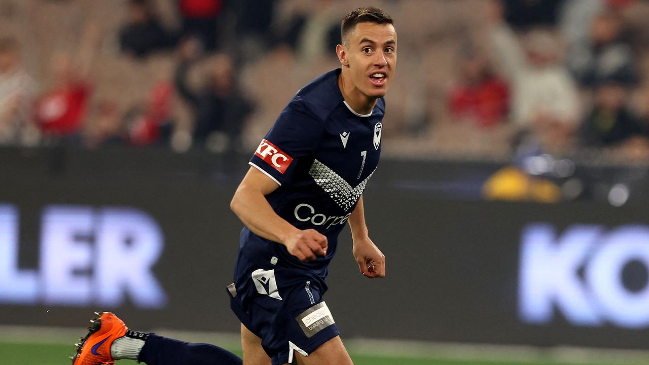 Chris Ikonomidis and the Melbourne Victory are celebrating a new investment deal with 777 Partners. Picture: Martin Keep / AFP