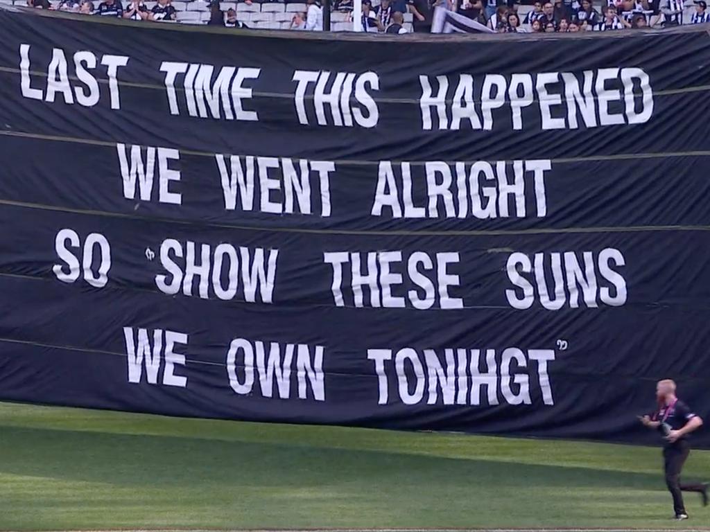 Collingwood's cheer squad hasn't lost its sense of humour.