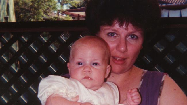 Kathleen Folbigg with her baby daughter Sarah at her naming ceremony. Sarah died 30 Aug 1993 - crime NSW murder manslaughter -  Mother Kathleen 35, was found guilty 21/5/03 of murdering of her four children over ten years - child victims Caleb, Laura and Patrick