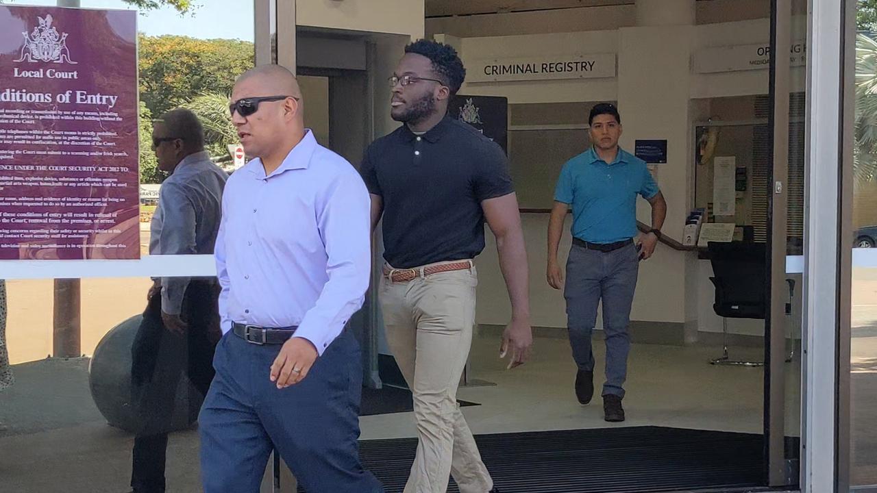 US Marine Kymani Powell, 21, appeared in Darwin Local Court on Friday to plead guilty to unlawfully assaulting a woman at the Landmark Hotel on Roystonea Ave, on April 30.