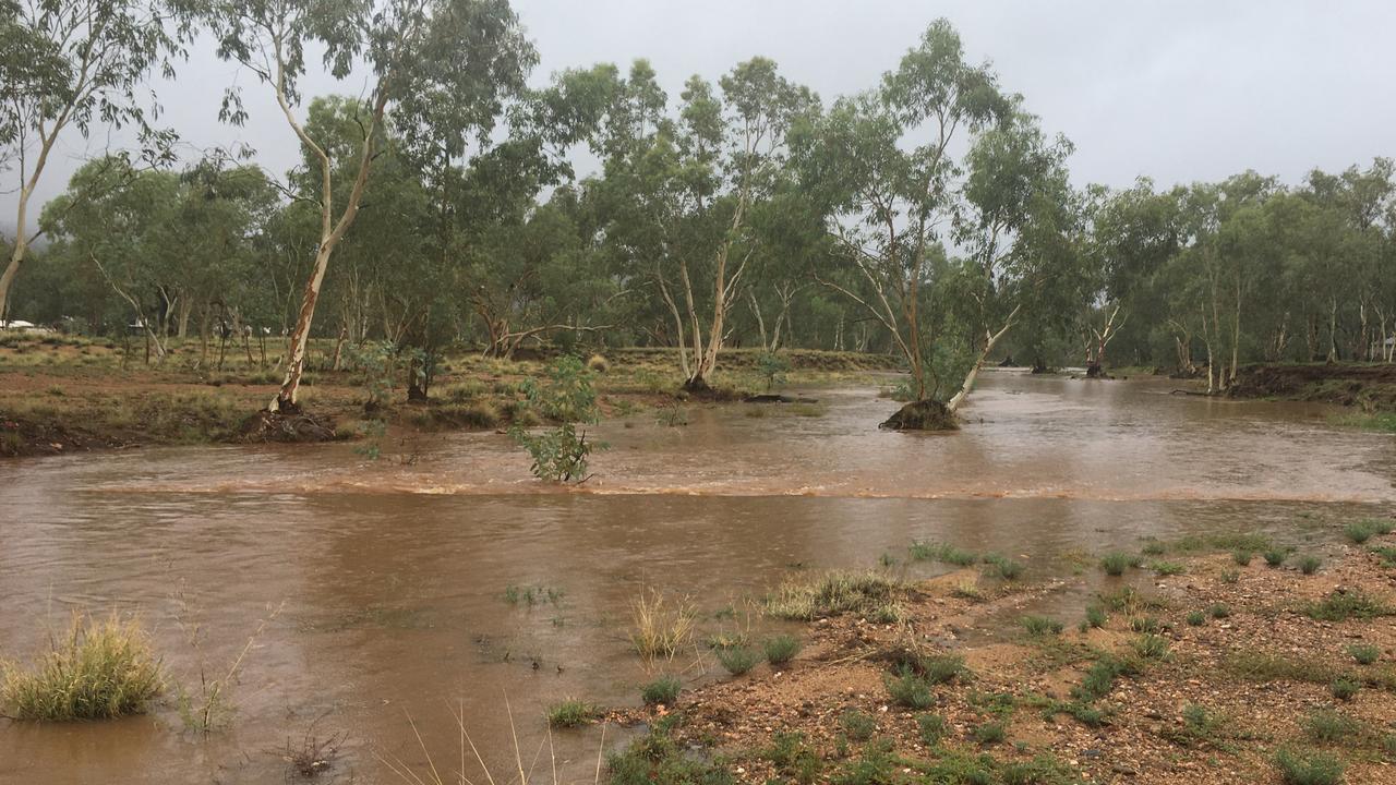 The Todd River flowing this week following heavy rain.