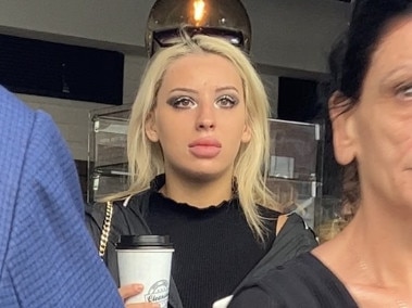 Ashley Nichols-Hancock, 22, outside Downing Centre Local Court in March 2023 ahead of her sentencing for cocaine supply.