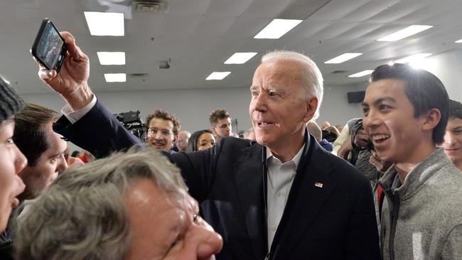 Joe Biden campaigns in Concord, New Hampshire. Picture: AFP