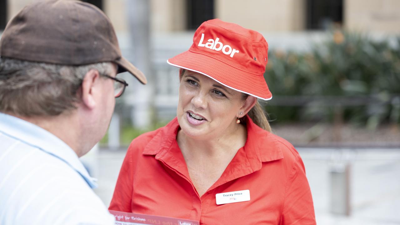 Labor’s lord mayoral candidate Tracey Price at early voting for the Brisbane City Council Election at City Hall on Monday. Picture: Richard Walker